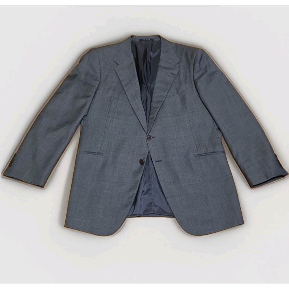 Armani Collezioni‎ Gray Birdseye 100% Wool Sport Coat Blazer 46R Made Italy VTG